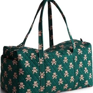 Vera Bradley Green Quilted Teddy Bear Print Duffle Bag